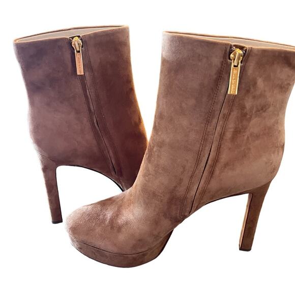Veronica Beard Sali Suede Platform Booties Stiletto Heel NEW Size 10 - Picture 1 of 10